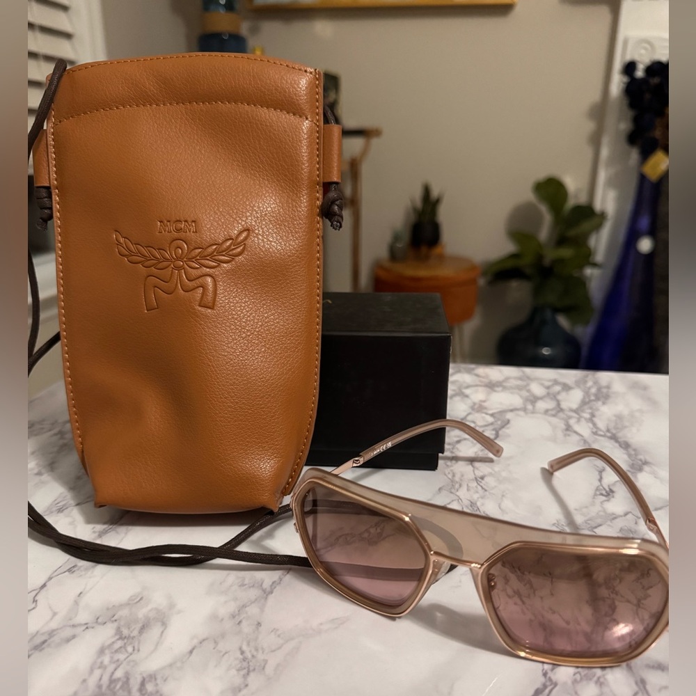 NEW MCM Sunglasses & Brown Leather Belt Bag
